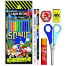 Kit Escolar Sonic 12 Lapis Cor + 6 Peças
