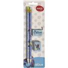 Kit Escolar Stitch Com 2 Lápis, Borracha E Apontador Molin Com 4 Produtos