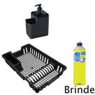 Kit Escorredor 12 Pratos e Dispenser + BRINDE detergente