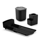 Kit Escorredor 6 Pratos com Bica de Agua, Lixeira e Porta Detergente