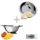 Kit Escorredor De Arroz + Escorredor De Macarrão Massa Com Alça Aço Inox Cozinha Alimentos