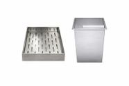 Kit Escorredor de Fritura Inox e Lixeira Embutir 5L Kit Escorredor de Fritura Inox e Lixeira Embutir 5L