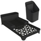 Kit Escorredor de Louça Compacto C/ Porta-Talheres P/ Pia Cozinha Design Vazado Escoamento Garfo Colher Faca Utensílio
