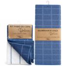 Kit Escorredor De Louça Deluxe Jolitex Com 2 Panos De Copa Cor:Azul