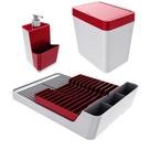Kit Escorredor De Louças + Porta Detergente + Lixeira - Branco Crippa Kit Escorredor De Louças + Porta Detergente + Lixeira - Branco Crippa