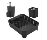 Kit Escorredor De Louças Talheres Copos Dispenser Porta Detergente Pia Cozinha Preto - Ou Kit Escorredor De Louças Talheres Copos Dispenser Porta Detergente Pia Cozinha Preto - Ou