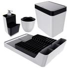 Kit Escorredor De Louças / Talheres + Dispenser Detergente + Lixeira - Branco Crippa Kit Escorredor De Louças / Talheres + Dispenser Detergente + Lixeira - Branco Crippa