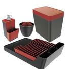 Kit Escorredor De Louças / Talheres + Dispenser Detergente + Lixeira - Chumbo Crippa Kit Escorredor De Louças / Talheres + Dispenser Detergente + Lixeira - Chumbo Crippa