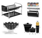 Kit Escorredor de prato copo e talher +Kit De Pia +Fruteira+Porta Condimento Com Porta Papel Cozinha Kit Escorredor de prato copo e talher +Kit De Pia +Fruteira+Porta Condimento Com Porta Papel Cozinha