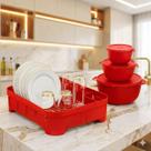 Kit Escorredor De Prato Cozinha Compacto Plástico Com 3 Potes Bowls C/ Tampa Armazenar Alimento Kit Escorredor De Prato Cozinha Compacto Plástico Com 3 Potes Bowls C/ Tampa Armazenar Alimento