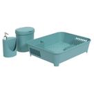 Kit Escorredor+Lixeira+Dispenser Coza Azul 99326/1500 Kit Escorredor+Lixeira+Dispenser Coza Azul 99326/1500
