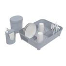 Kit Escorredor+Lixeira+Dispenser Coza Cinza 99326/1499