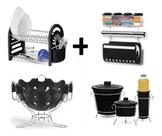 Kit Escorredor Pratos + Kit De Pia + Fruteira + Porta Condimento com Porta papel toalha