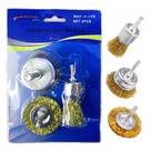 Kit Escova De Aço Circular Para Furadeira Com Haste H1/4 3pç