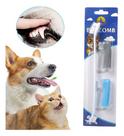 Kit Escova De Dente Dedeira Pets para Limpeza Tártaro Mau Hálito Cães Cachorros Gatos - Kit 3 Peças