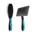 Kit Escova de Pinos Grande Sem Bolinha e Rasqueadeira Reta Grande Clássica Azul Propetz Original