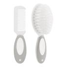 Kit Escova e Pente de Cabelo para Bebê Cerdas Macias Cinza Buba