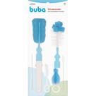 Kit escova para mamadeira e canudo azul buba