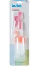 Kit Escova Para Mamadeira Infantil Bebê Higiene Com Esponja Rosa Bebe Buba