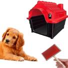 Kit Escova Para Pentear Pet Chalesco + Casinha N4 Vermelho