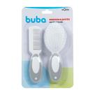 Kit Escova Pente Cerdas Macias Arredondadas Cabelo Bebê Buba