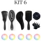Kit Escova Polvo, Escova Flexível, Escova Magica, Escova Raquete, Massageadora e Touca de Cetim
