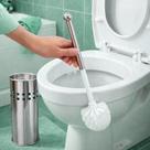 Kit Escova Sanitária Inox Suporte Higienizar Vaso Banheiro Limpeza Sujeira Remover Lavar