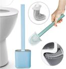 Kit Escova + Suporte Sanitária Silicone Limpar Vaso Banheiro