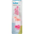 Kit Escovas de Limpeza BUBA para Mamadeira e Bico com Esponja - Rosa