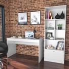 Kit Escritório Bali com Mesa e Estante Livreiro - Branco Kit Escritório Bali com Mesa e Estante Livreiro - Branco