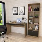 Kit Escritório Bali com Mesa e Estante Livreiro - Mel/Preto