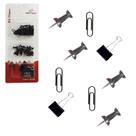 Kit Escritorio Clips / Tachinhas / Binders Com 42 Pecas Na C - Oem