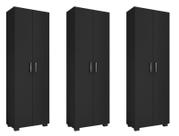 Kit Escritório com 3 Livreiros Portas Grandes Office Preto TX - FdECOR