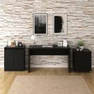 Kit Escritório Com Mesa, Balcão e Gaveteiro Preto - Tecno