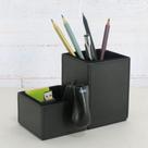 Kit Escritório em material sintético Preto Porta Lápis Canetas e Clips Kit Escritório em material sintético Preto Porta Lápis Canetas e Clips