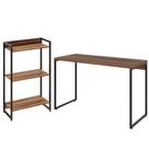 Kit Escritório Estante 3 Prateleiras Com Mesa 120Cm Nogal