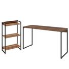 Kit Escritório Estante 3 Prateleiras Com Mesa 135Cm Nogal