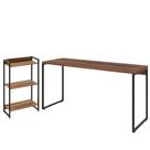 Kit Escritório Estante 3 Prateleiras Com Mesa 150Cm Nogal