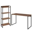 Kit Escritório Estante 4 Prateleiras Com Mesa 120Cm Nogal Kit Escritório Estante 4 Prateleiras Com Mesa 120Cm Nogal