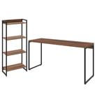 Kit Escritório Estante 4 Prateleiras Com Mesa 150Cm Nogal Kit Escritório Estante 4 Prateleiras Com Mesa 150Cm Nogal