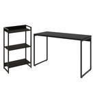 Kit Escritório Estante Areta 3 Prateleiras com Mesa Industrial Aspen 120cm C01 Onix - Lyam Decor