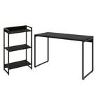 Kit Escritório Estante Areta 3 Prateleiras com Mesa Industrial Aspen 120cm C01 Onix - Lyam Decor
