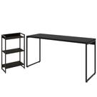 Kit Escritório Estante Areta 3 Prateleiras com Mesa Industrial Aspen 150cm C01 Onix - Lyam Decor