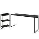 Kit Escritório Estante Areta 3 Prateleiras com Mesa Industrial Aspen 150cm C01 Onix - Lyam Decor