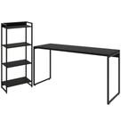 Kit Escritório Estante Areta 4 Prateleiras com Mesa Industrial Aspen 150cm C01 Onix - Lyam Decor