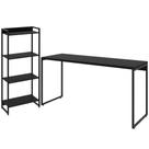 Kit Escritório Estante Areta 4 Prateleiras com Mesa Industrial Aspen 150cm C01 Onix - Lyam Decor