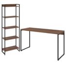 Kit Escritório Estante Areta 5 Prateleiras com Mesa Industrial Aspen 135cm C01 Nogal - Lyam Decor