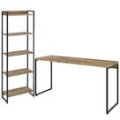 Kit Escritório Estante Areta 5 Prateleiras Mesa Industrial Aspen 150cm C01 Carvalho - Lyam Decor