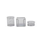 Kit Escritório Le Organizador de Mesa Aramado Prata 3 Peças Kit Escritório Le Organizador de Mesa Aramado Prata 3 Peças