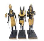 Kit escultura anubis, horus e thot 30 cm